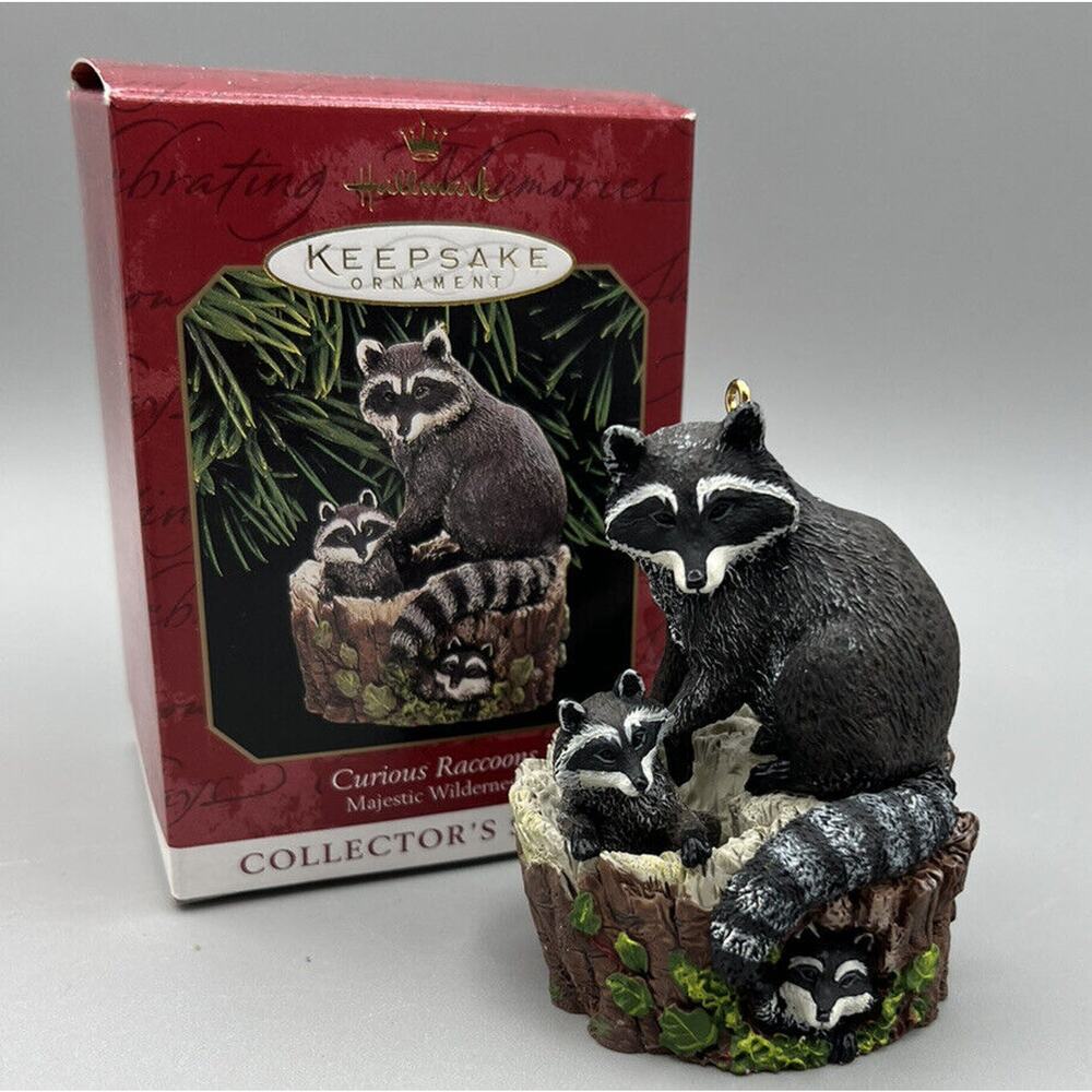 Hallmark Keepsake Ornament Curious Raccoons QX6287 Signed #3 1999 Indonesia